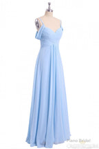 A-line Sky Blue Long Wedding Party Dresses