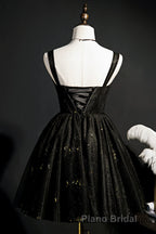 Elegant Sleeveless Tulle Sequins Short Homecoming Dresses