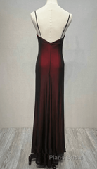 Black And Red Sweetheart Simple Straps Long Formal Prom Dress, A-Line Long Formal Dress
