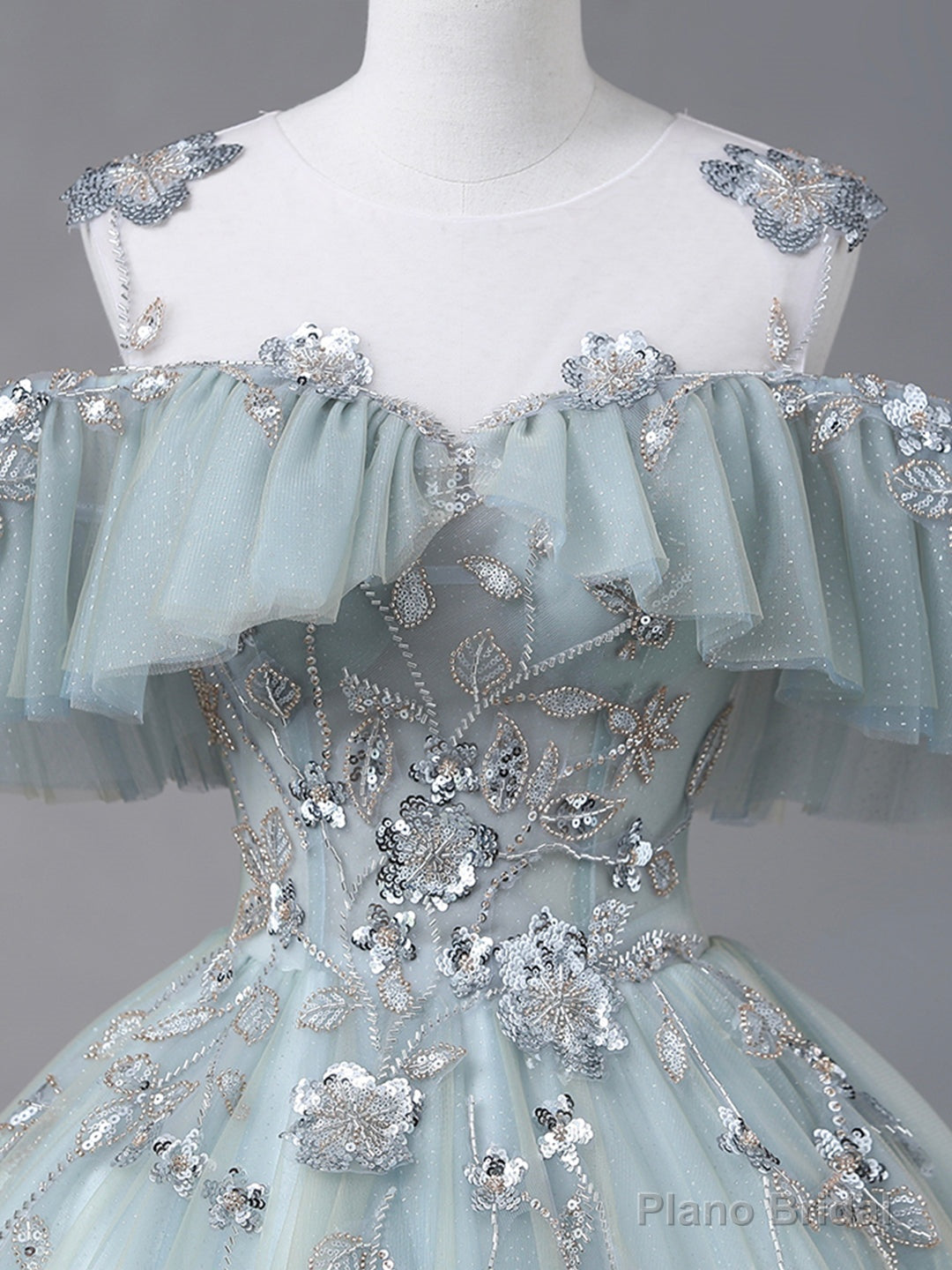 Beautiful Tulle Sequins Long Formal Dresses, A-Line Evening Dresses