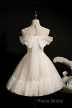 Cute Spaghetti Strap Lace Short Party Dresses, A-Line Evening Dresses