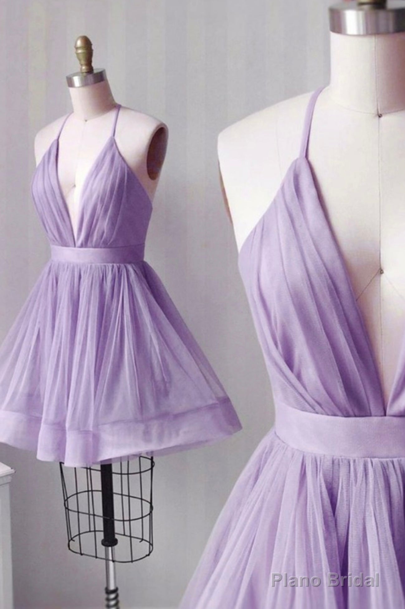 Cute V-Neck Tulle Short Prom Dresses, A-Line Mini Party Dresses Main image