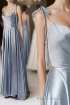 Simple Satin Long Formal Prom Dresses, A-Line Spaghetti Straps Evening Dresses
