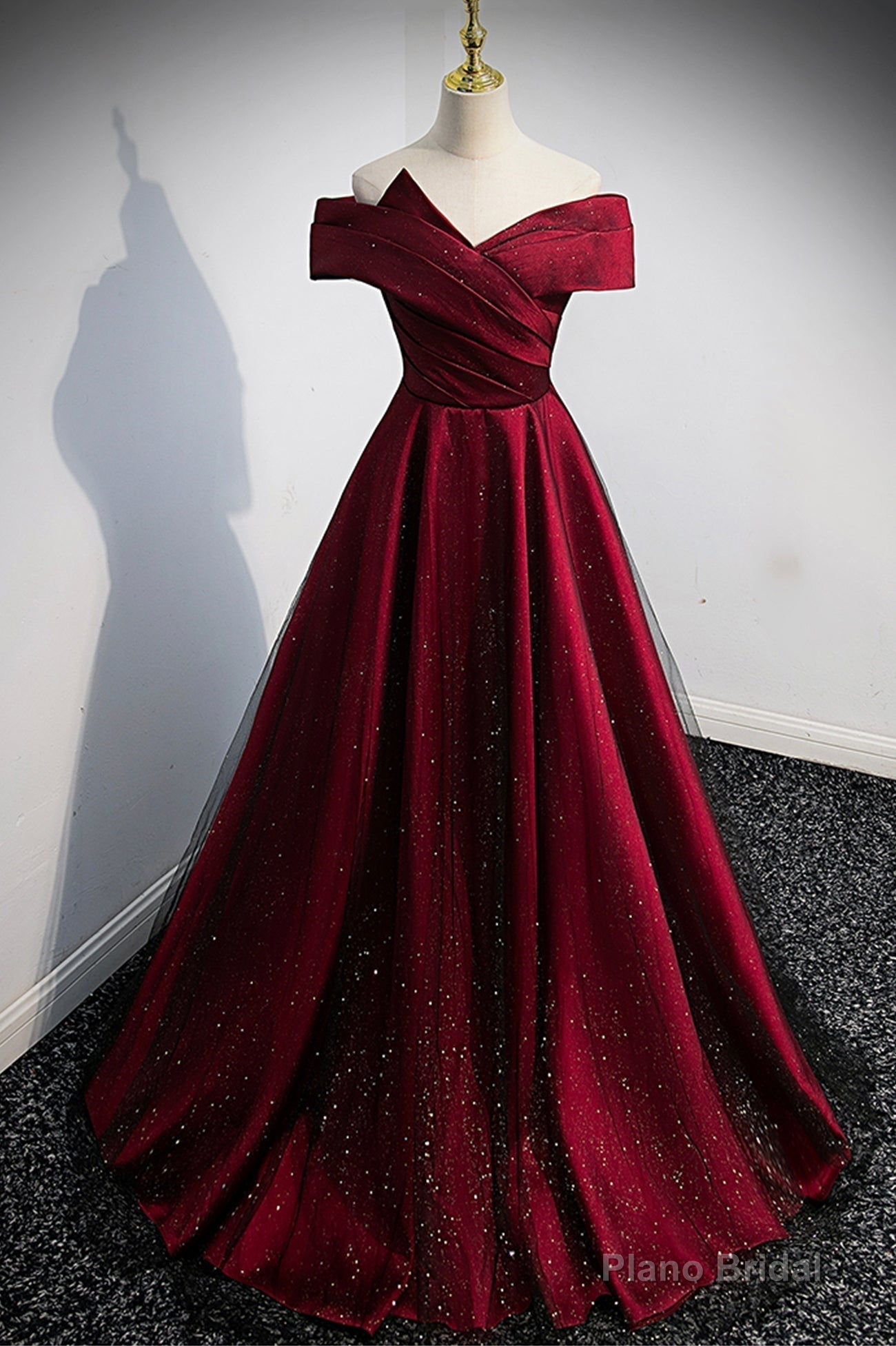 Burgundy Off the Shoulder Prom Dress, A-Line Evening Party Dress Secondary image
