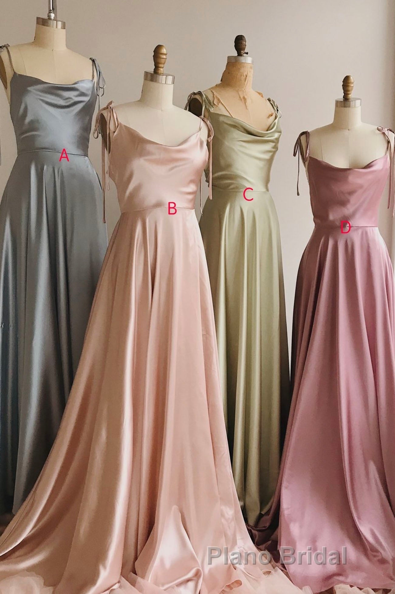 Simple Satin Long Formal Prom Dresses, A-Line Spaghetti Straps Party Dresses Secondary image
