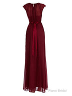 Elegant Burgundy Long Chiffon Bridesmaid Dress Wedding Party Dress