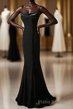 Black Straps Velvet Low Back Long Prom Dresses, Black Velvet Evening Dresses Formal Prom Dresses