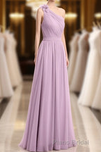 Dusty Purple One-Shoulder Backless A-Line Long Bridesmaid Dresses