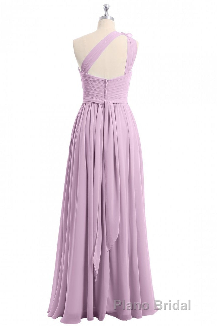 Dusty Purple One-Shoulder Backless A-Line Long Bridesmaid Dresses