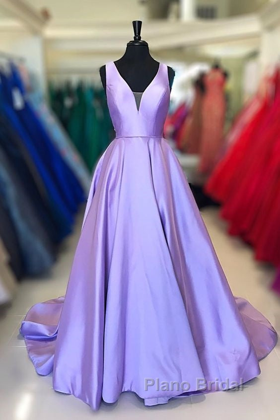 Simple Purple Satin Long Formal Prom Dresses Purple Formal Dresses, Graduation School Party Gown Secondary image
