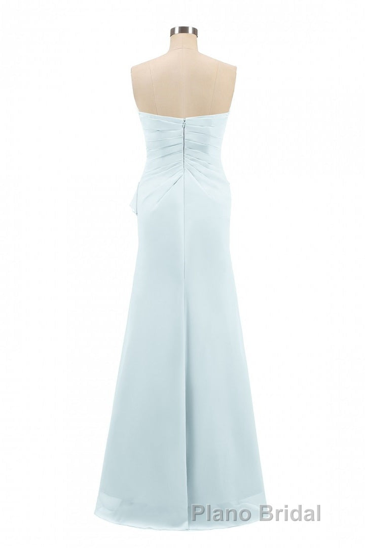 Pink Strapless Ruffled Mermaid Long Bridesmaid Dresses