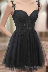 Black Short Sweetheart Tulle Homecoming Dresses, Black Short Formal Prom Dresses Party Dresses