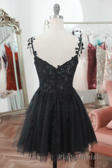 Black Short Sweetheart Tulle Homecoming Dresses, Black Short Formal Prom Dresses Party Dresses