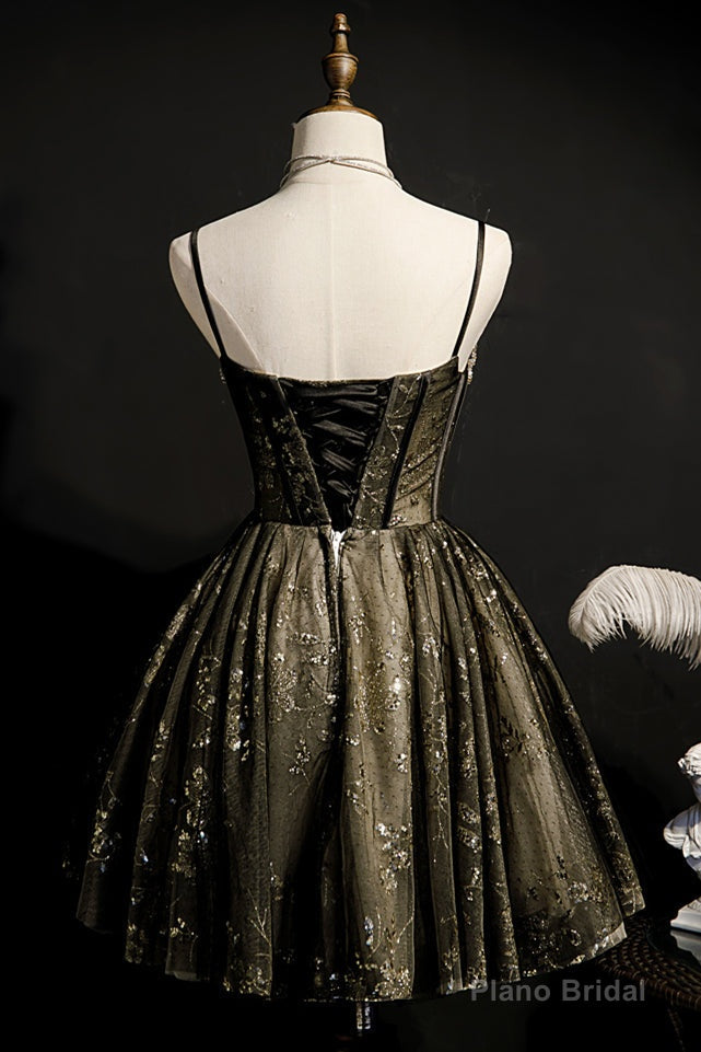 Princess A-Line Beaded Spaghetti Straps Short Party Dress