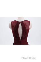 Burgundy Chiffon A-line Pleated Long Bridesmaid Dresses