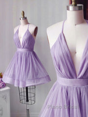 Simple Pink Tulle Short Formal Prom Dress, Pink Cocktail Dress