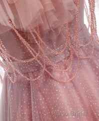 Pink Sweetheart Tulle Long Formal Prom Dresses, Pink Tulle Prom Dresses, 1