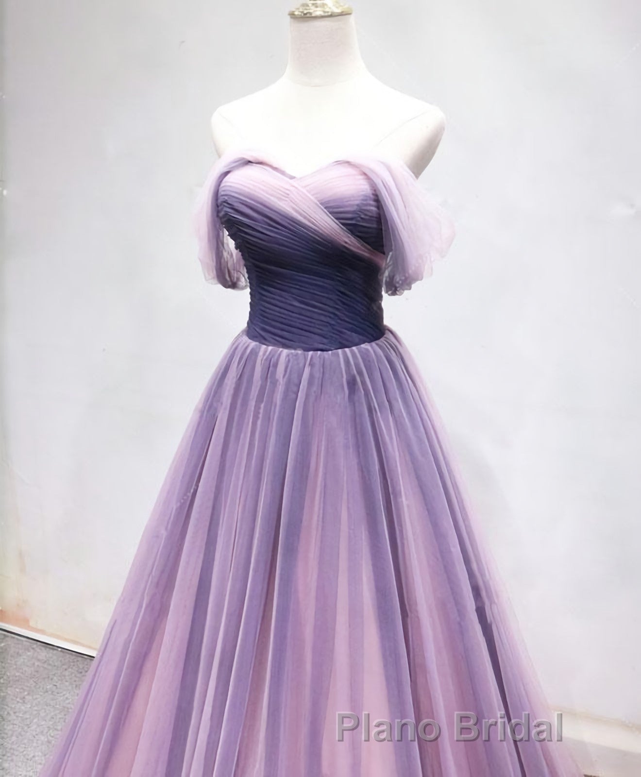 Simple Sweetheart Tulle Purple Long Formal Prom Dresses, Bridesmaid Dresses Secondary image