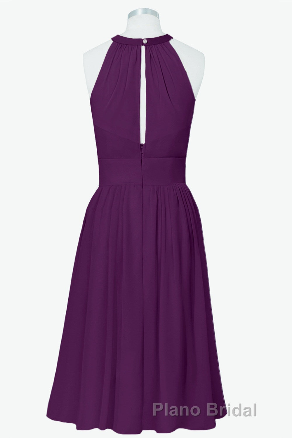 Scoop Purple Chiffon A-line Short Bridesmaid Dresses