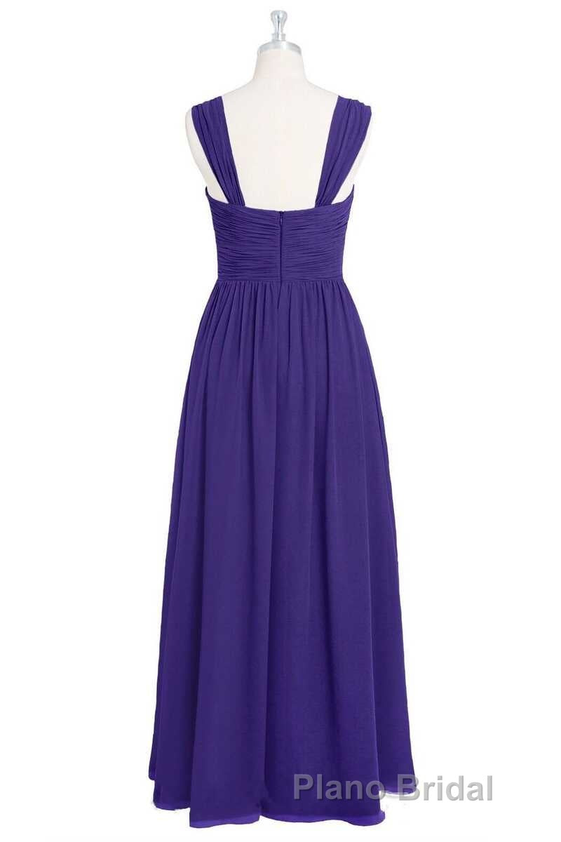 Purple Sweetheart Banded Waist Long Bridesmaid Dresses