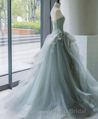 Unique Tulle Lace Long Formal Prom Gown Tulle Lace Evening Dresses