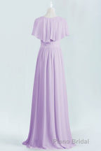 Lavender Faux Wrap Ruffles Long Bridesmaid Dresses