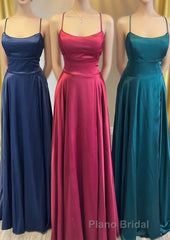 Simple Scoop Neck Lace-Up Back A-Line Prom Dresses