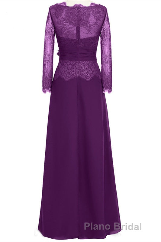 Ruffles Purple Lace Long Mother of the Bride Dresses