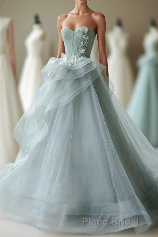 Unique Tulle Lace Long Formal Prom Gown Tulle Lace Evening Dresses Main image