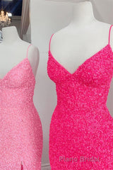 Mermaid Sequins Flattering Long Formal Prom Party Dresses With Slit