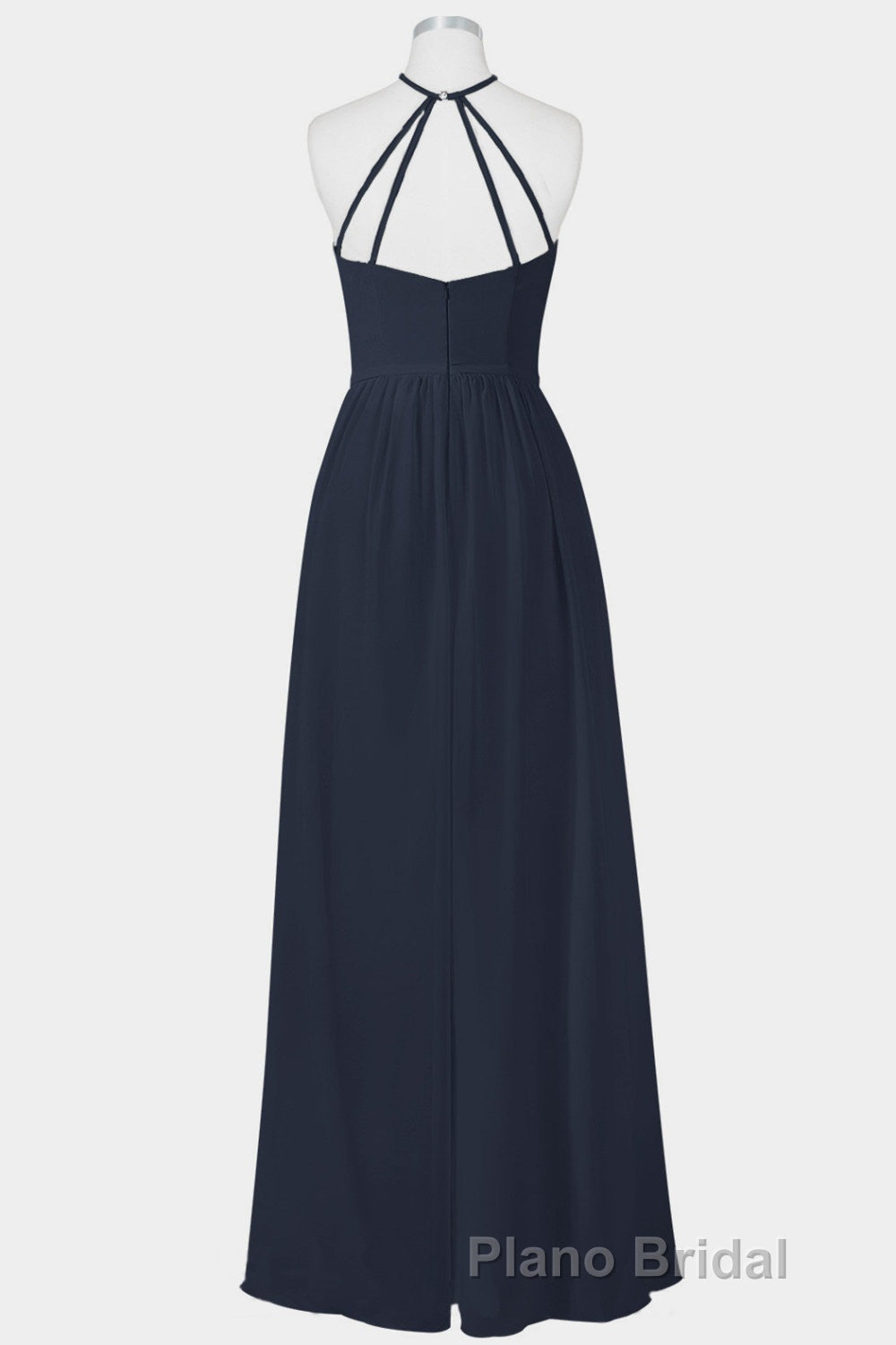 Elegant Navy Blue Chiffon A-line Long Bridesmaid Dresses