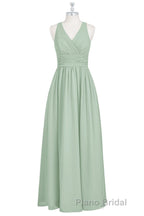 Sage Green V-Neck Backless A-Line Bridesmaid Dresses