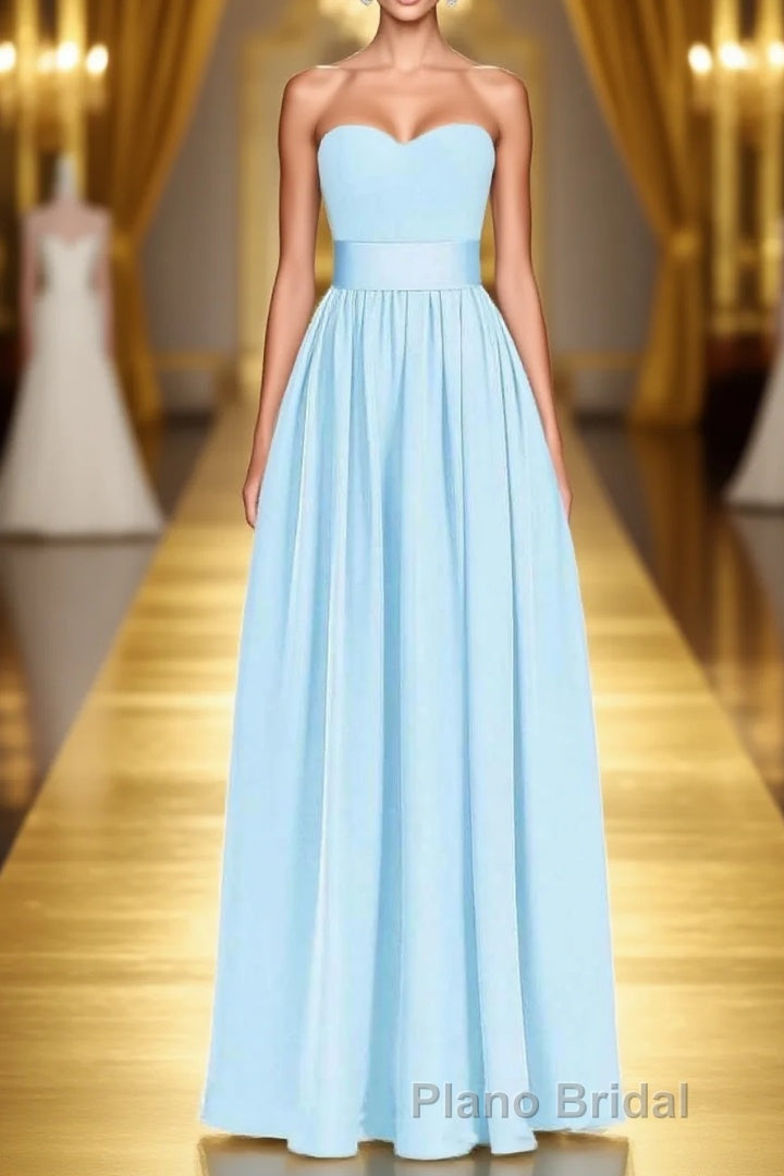 Light Blue Sweetheart A-Line Bridesmaid Dresses with Slit Main image