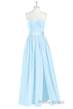 Light Blue Sweetheart A-Line Bridesmaid Dresses with Slit