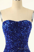Royal Blue Sequin Strapless Mini Homecoming Dresses