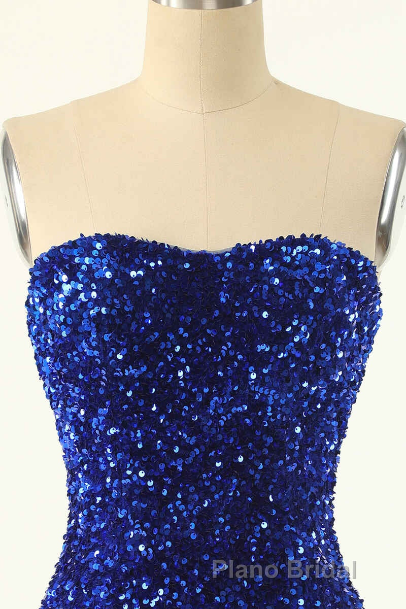 Royal Blue Sequin Strapless Mini Homecoming Dresses
