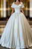 White Sweetheart Satin Long Bridal Dresses, White Wedding Dresses