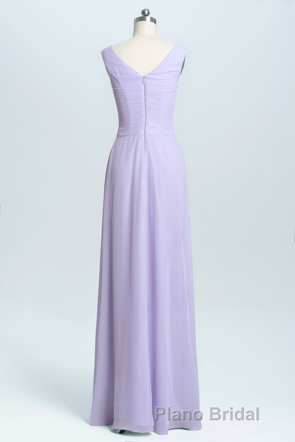 Lavender Chiffon A-line Ruffles Long Bridesmaid Dresses
