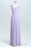 Lavender Chiffon A-line Ruffles Long Bridesmaid Dresses