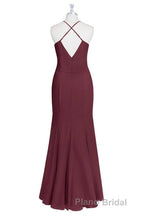 Burgundy Chiffon Cross-Back Mermaid Long Bridesmaid Dresses
