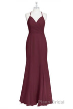 Burgundy Chiffon Cross-Back Mermaid Long Bridesmaid Dresses