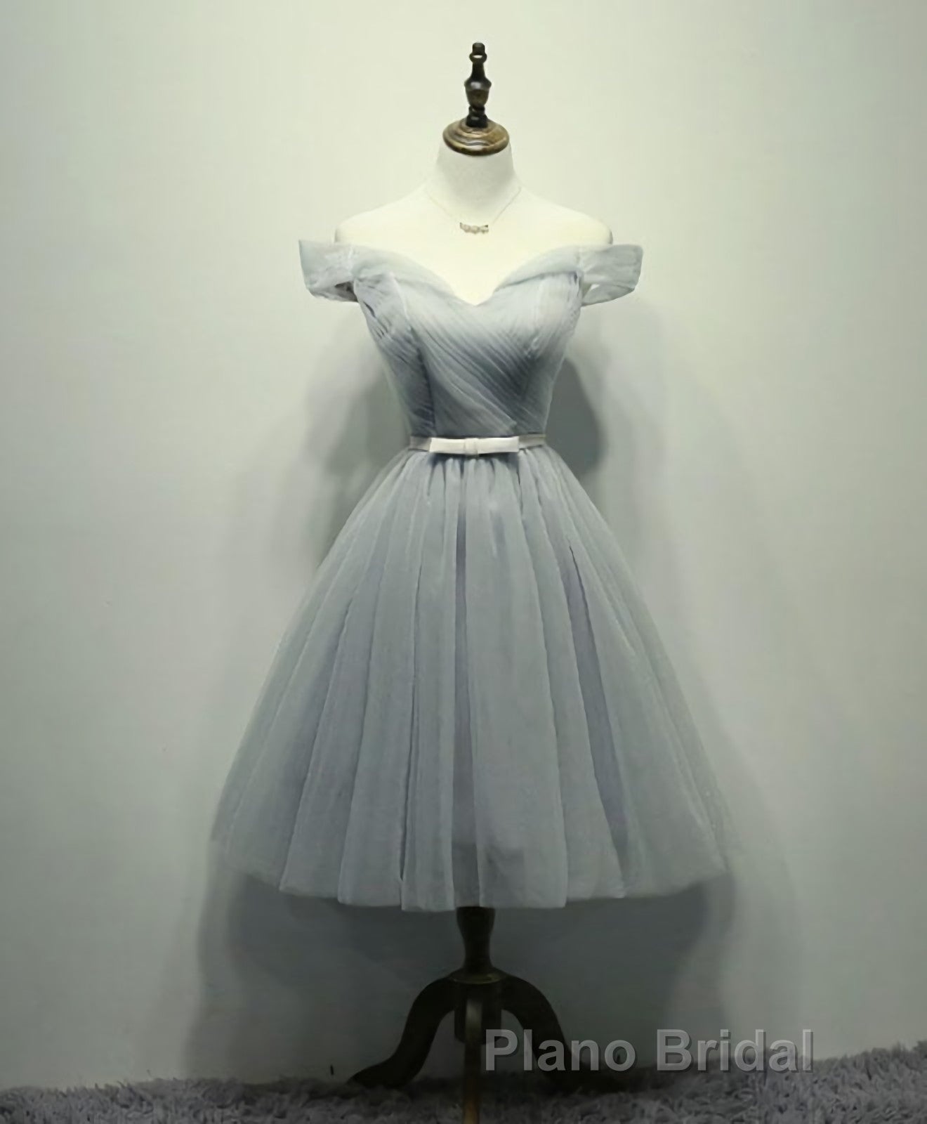 Simple V Neck Tulle Off Shoulder Short Formal Prom Dresses, Pink Homecoming Dresses