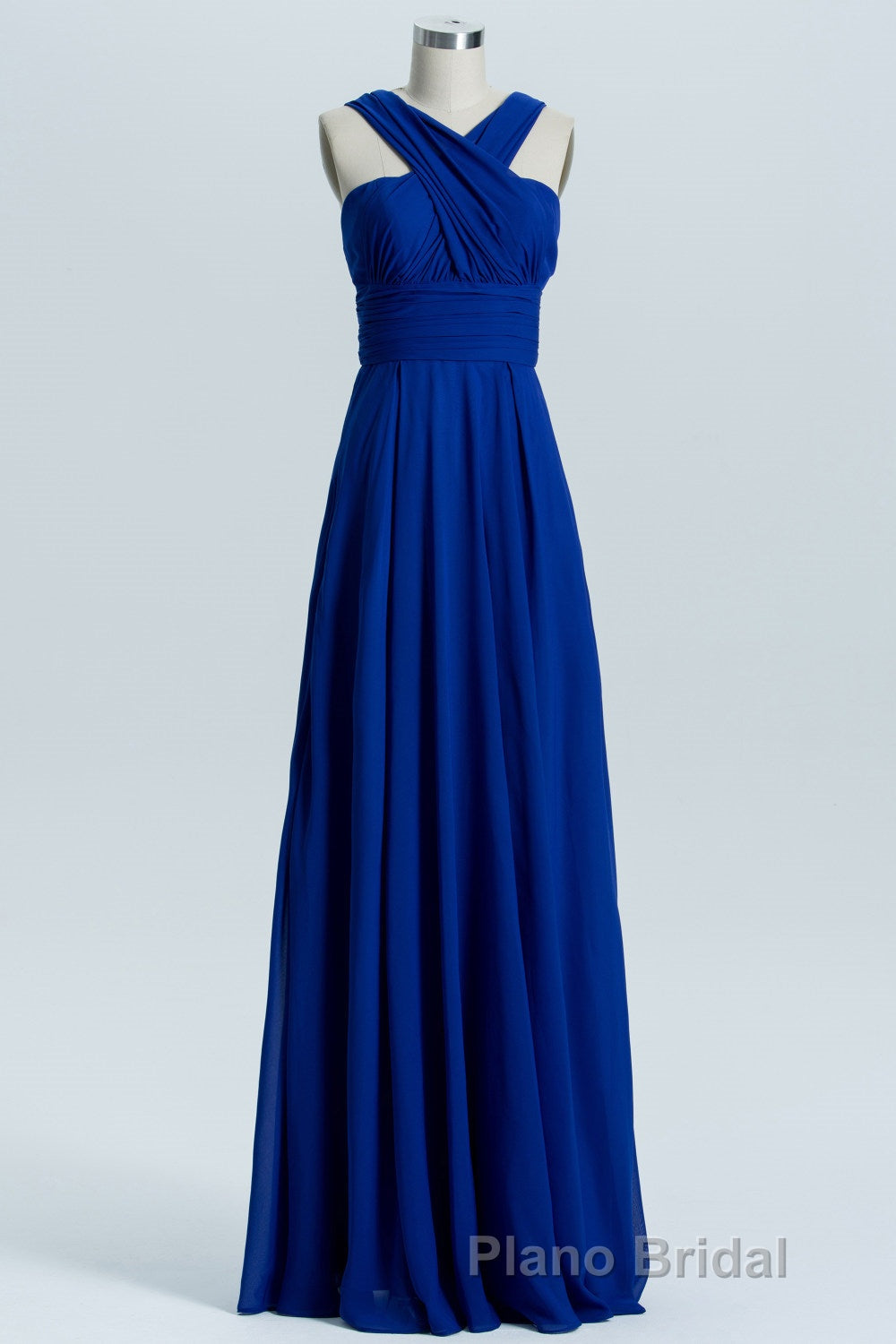 Royal Blue A-line Chiffon Long Convertible Bridesmaid Dresses