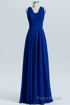 Royal Blue A-line Chiffon Long Convertible Bridesmaid Dresses