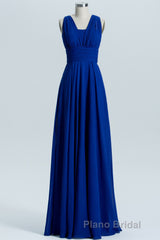Royal Blue A-line Chiffon Long Convertible Bridesmaid Dresses