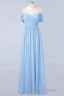 Blue Off the Shoulder Pleated Chiffon Long Bridesmaid Dresses