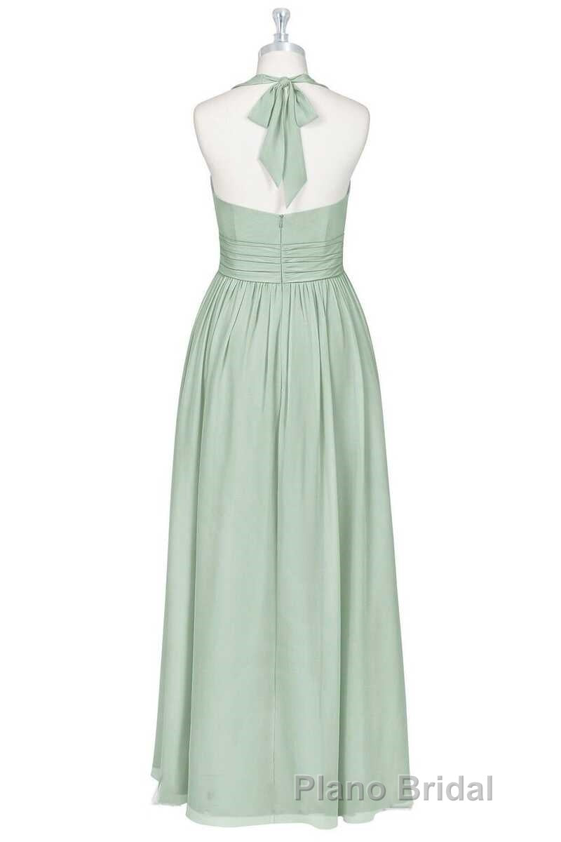 Sage Green Chiffon Halter Backless A-Line Bridesmaid Dresses