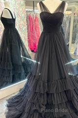 Hot Pink Illusion Strapless A-line Layers Tulle Long Formal Prom Dresses