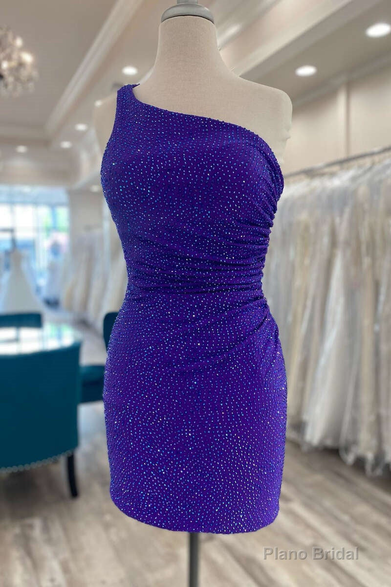 Regency Beaded One-Shoulder Ruched Short Party Dress Main image