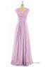 Dusty Purple Chiffon V-Neck Backless A-Line Long Bridesmaid Dresses
